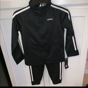 Adidas Boy Tracksuit black white 5 stripe pants ja